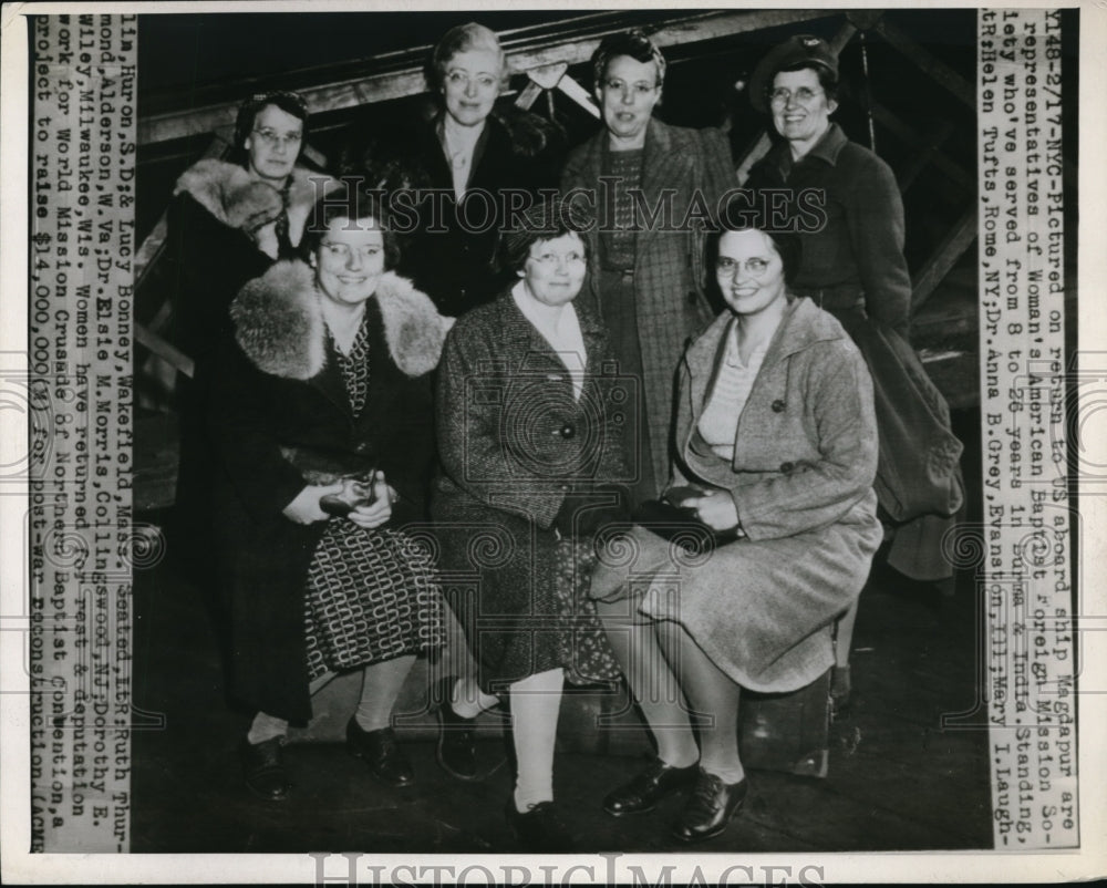 1946 Press Photo NYC Womens US Foreign Baptist mission Society noards ship