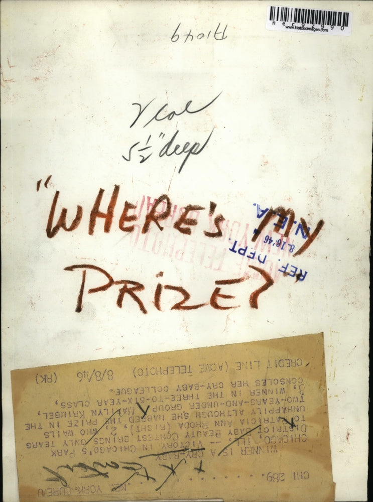 1946 Press Photo Chicago Ill Baby Beauty contest PAt Ann Rhoda,Maitland Krimbel