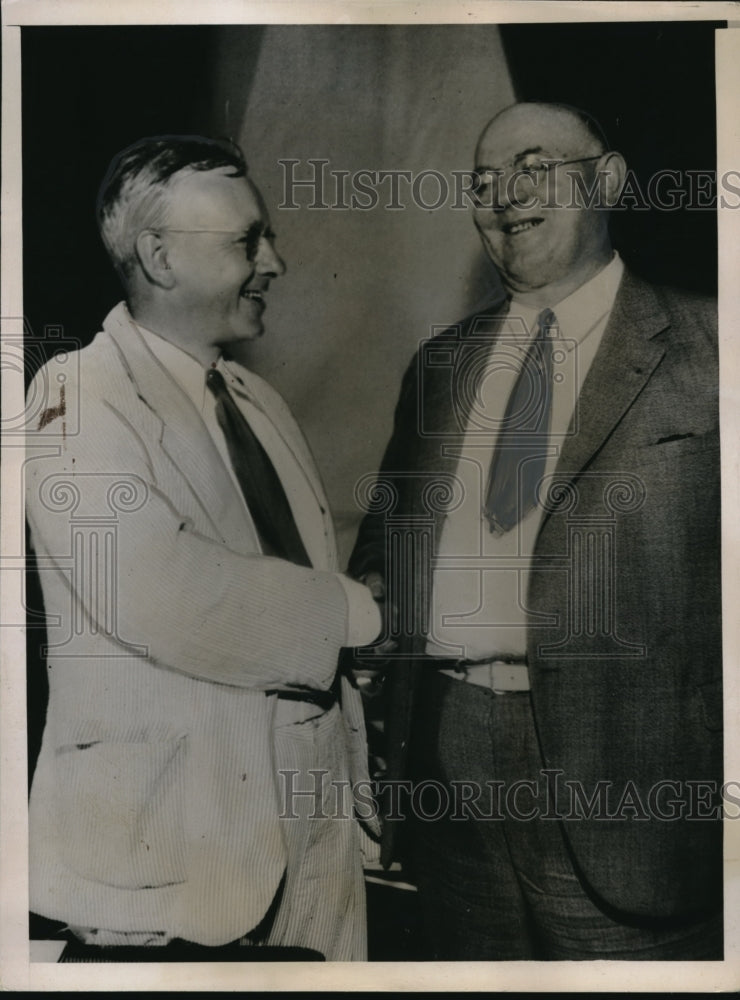 1936 Press Photo Kansas Gov Alfred Landon &amp; Cleveland Mayor HG Barrett- Historic Images