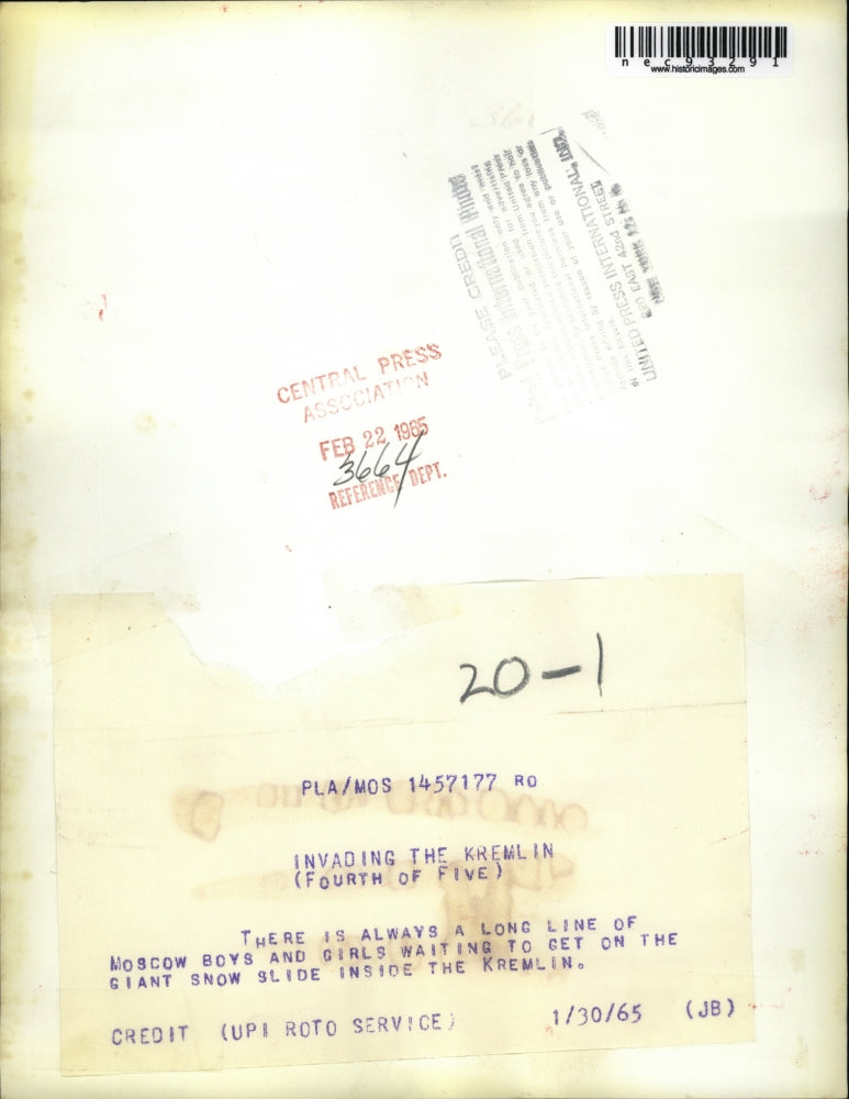 1965 Press Photo Giant snow slide inside the Kremlin. - nec93291