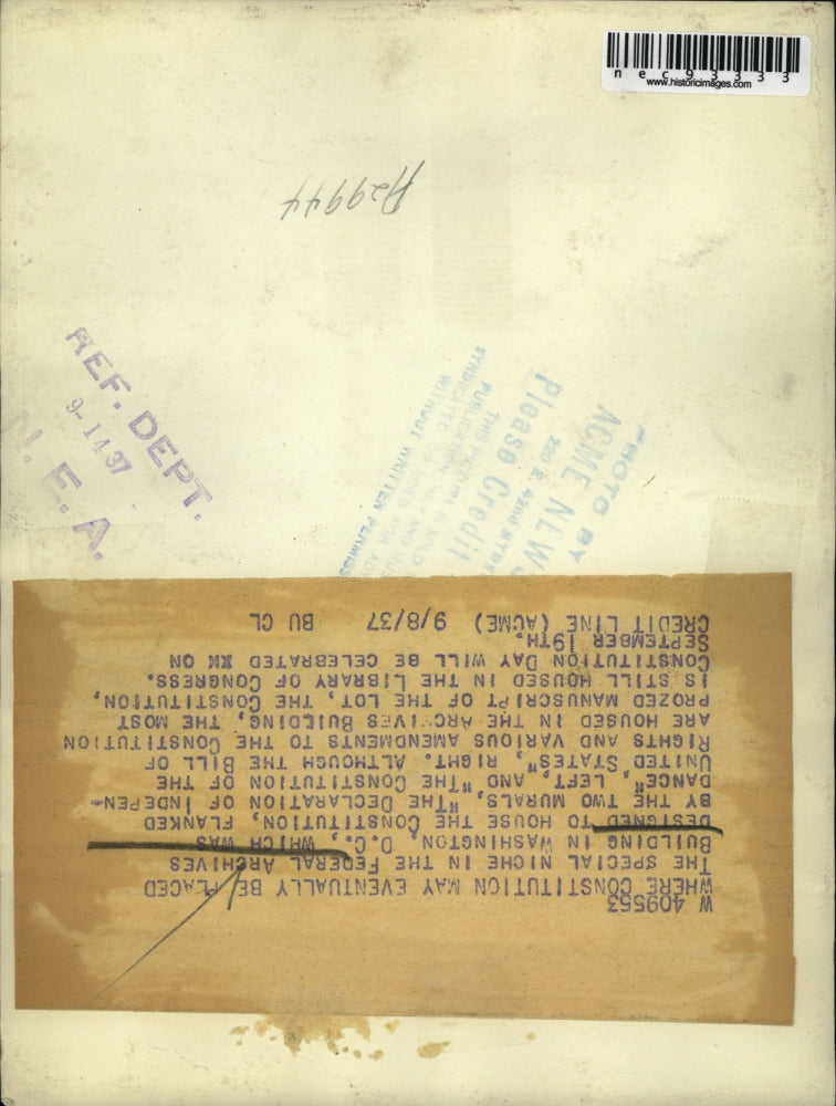 1937 Press Photo Murals painted inside the Federal Archives Building