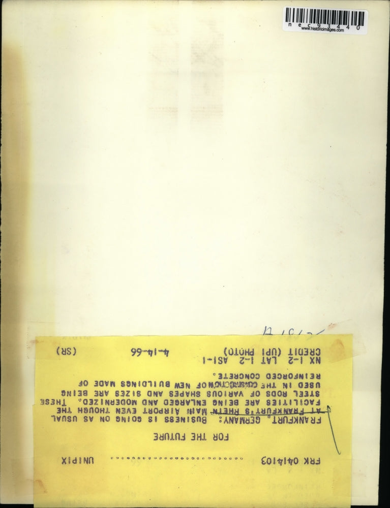 1966 Press Photo Frankfurt Germany construction supplies at airport