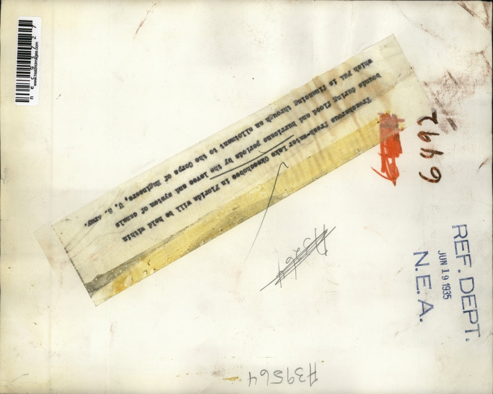 1935 Press Photo Lake Okeechobee in Florida new levee system in place