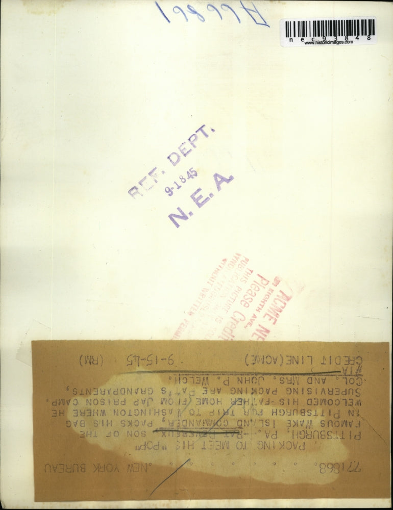 1945 Press Photo Pittsburgh Pennsylvania Rat Deverseux Wake Island Commander