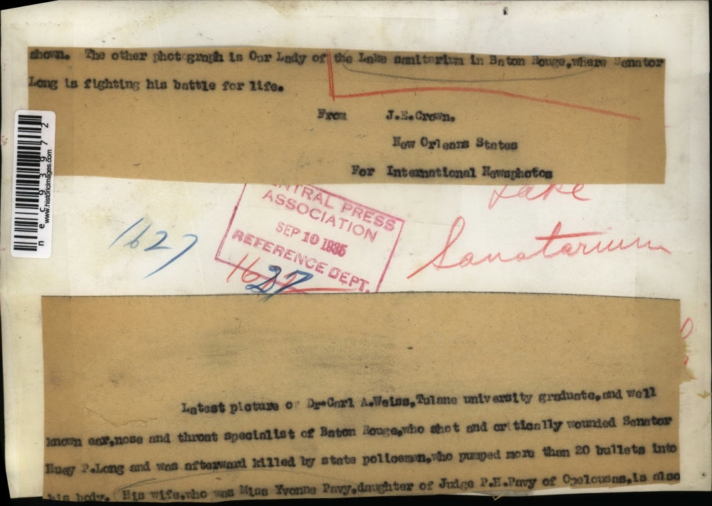 1935 Press Photo Our Lady of the Lake Sanitarium in Baton Rouge