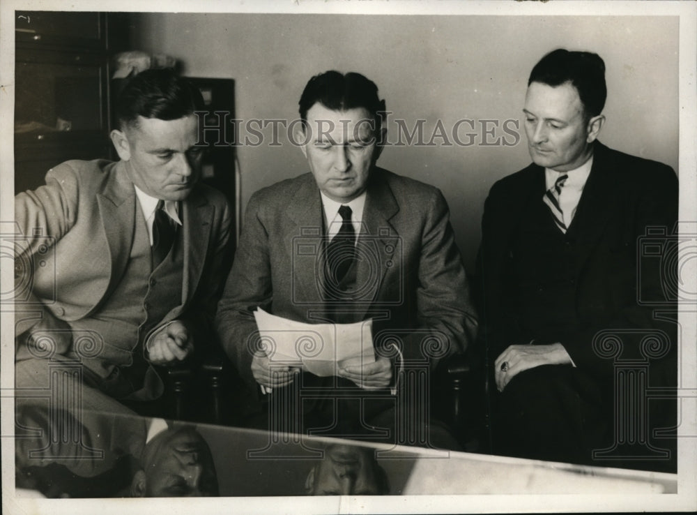 1932 Press Photo Lloyd Andrews atty, GA Rodgers & Harry Johnson asst at trial