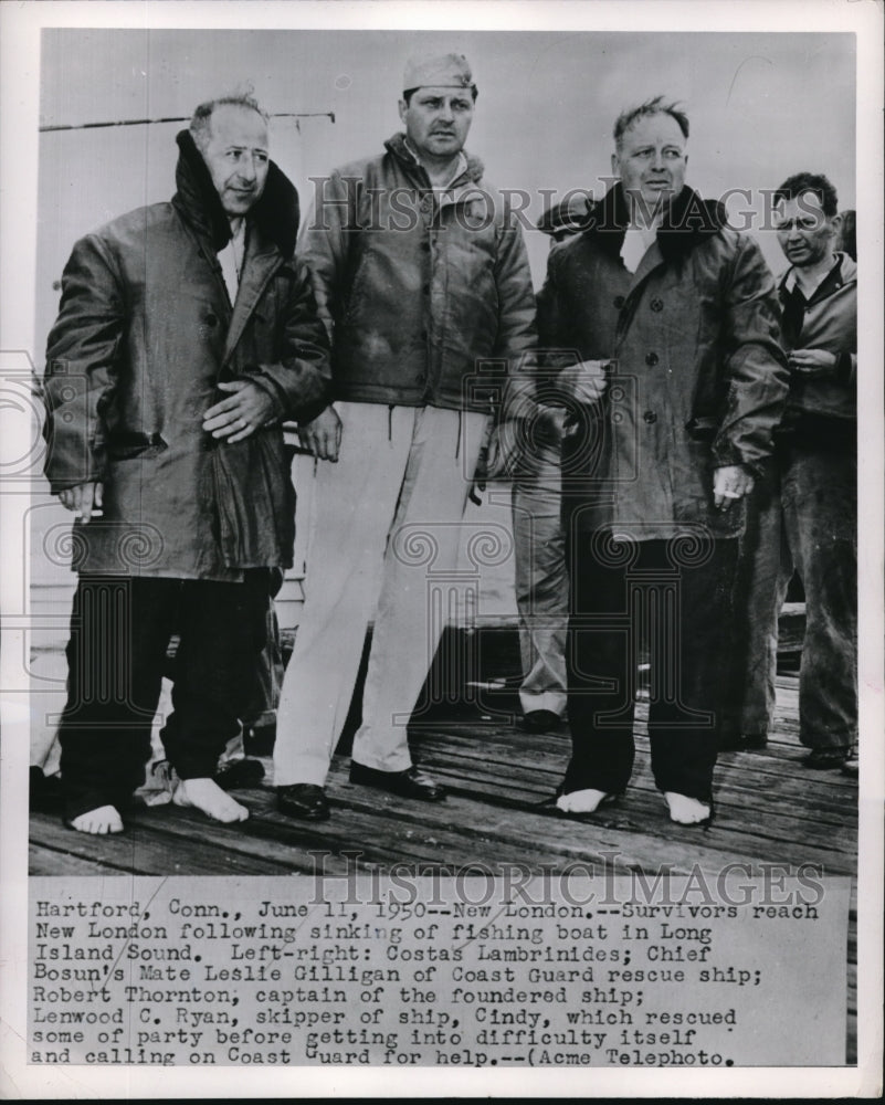 1951 Press Photo Costas Lambrinides, L.Gilligan,R. Thornton and L. Ryan (L-R)