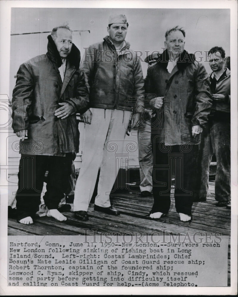 Load image into Gallery viewer, 1951 Press Photo Costas Lambrinides, L.Gilligan,R. Thornton and L. Ryan (L-R)
