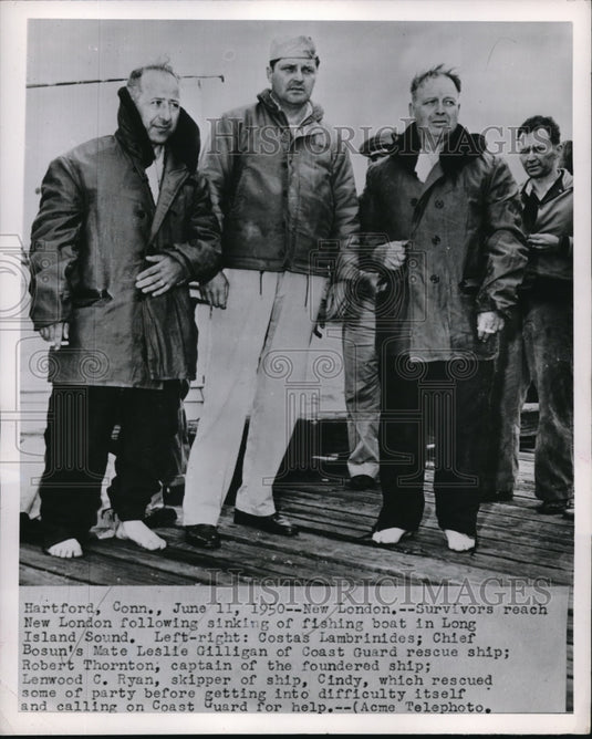 1951 Press Photo Costas Lambrinides, L.Gilligan,R. Thornton and L. Ryan (L-R)