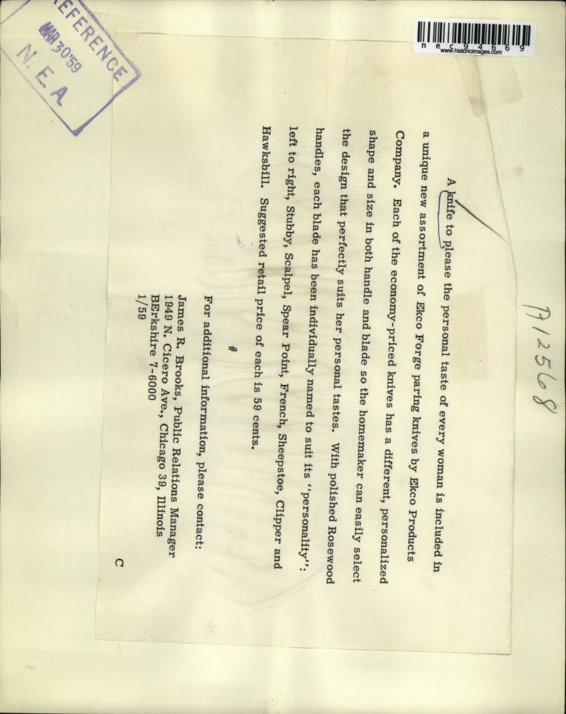 1959 Press Photo Knife set by Ekco Forge company on display - nec94669