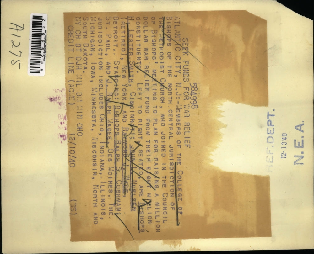 1940 Press Photo Atlantic City NG College of Bishops H Lester, J Nueley