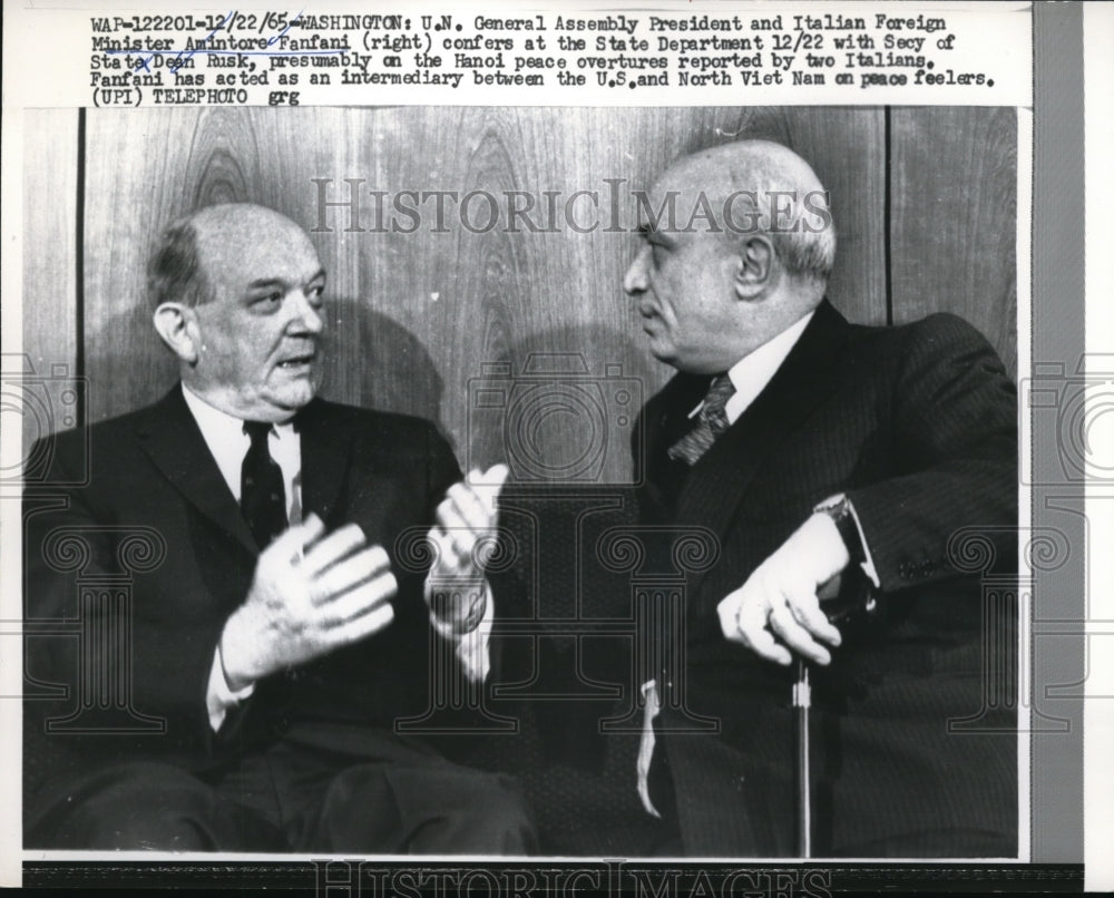 1965 Press Photo Italian Foreign Minister Fanfani with the State Dean Rusk