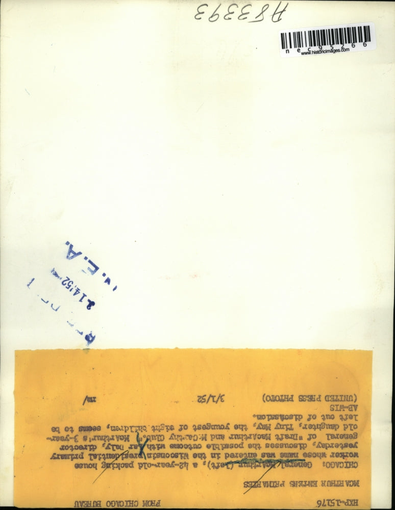 1952 Press Photo General McArthur Enters Wisconsin Presidential Primary Lar Daly