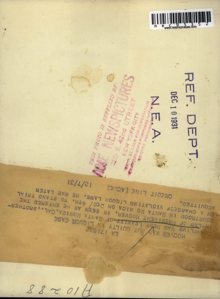 1931 Press Photo Cornelius Van Ness Leavitt bro in law of Pres. Hoover at court