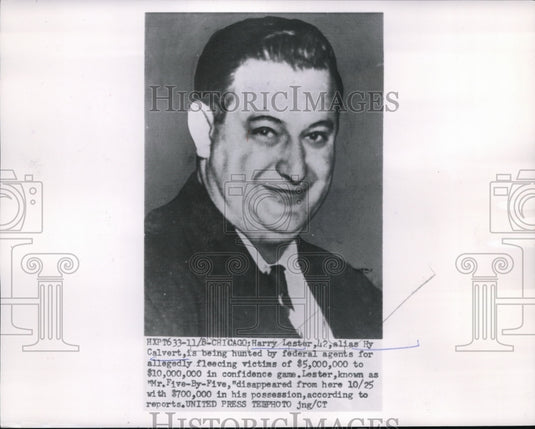 1954 Press Photo Harry Lester on wanted list