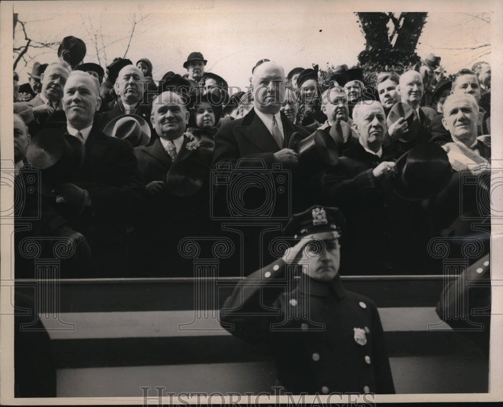 1939 Press Photo DJ Mahon Gov FP Murphy of NH, Postmaster Gen JA Farley
