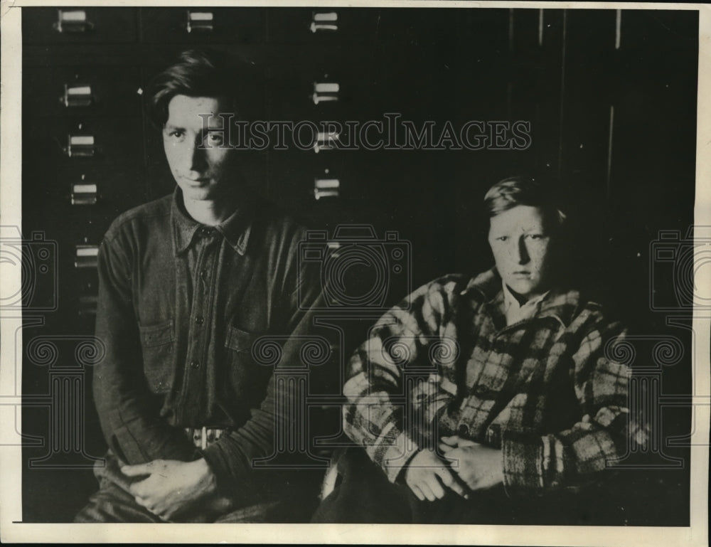 1931 Press Photo Frank Bauer, Theodore Palmquist robberers in custody in Wisc