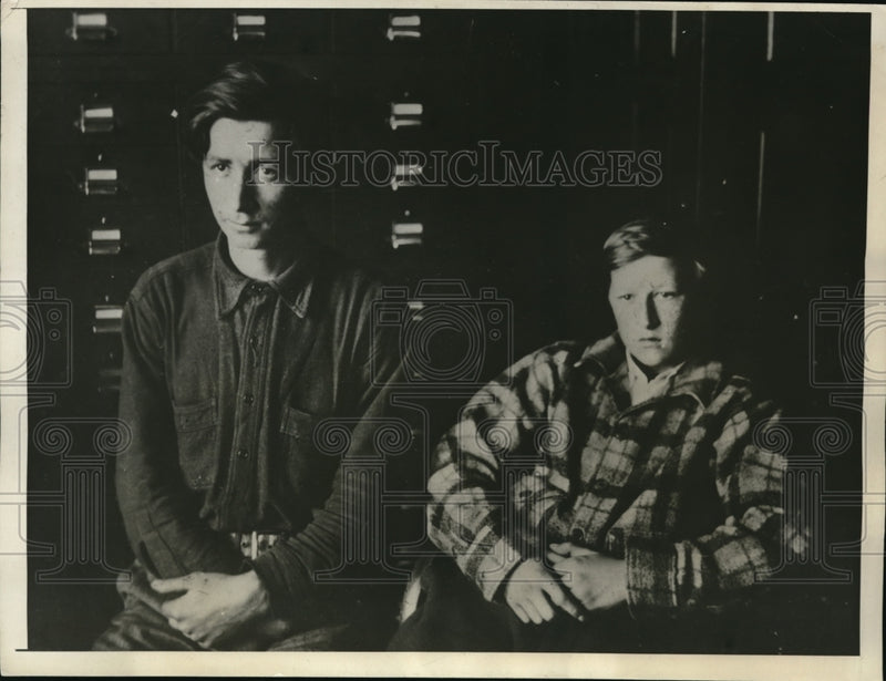 Load image into Gallery viewer, 1931 Press Photo Frank Bauer, Theodore Palmquist robberers in custody in Wisc
