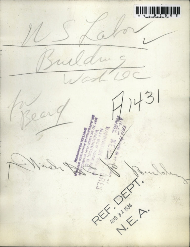 1934 Press Photo U. S. Labor Building in Washington, D. C. - nec95608