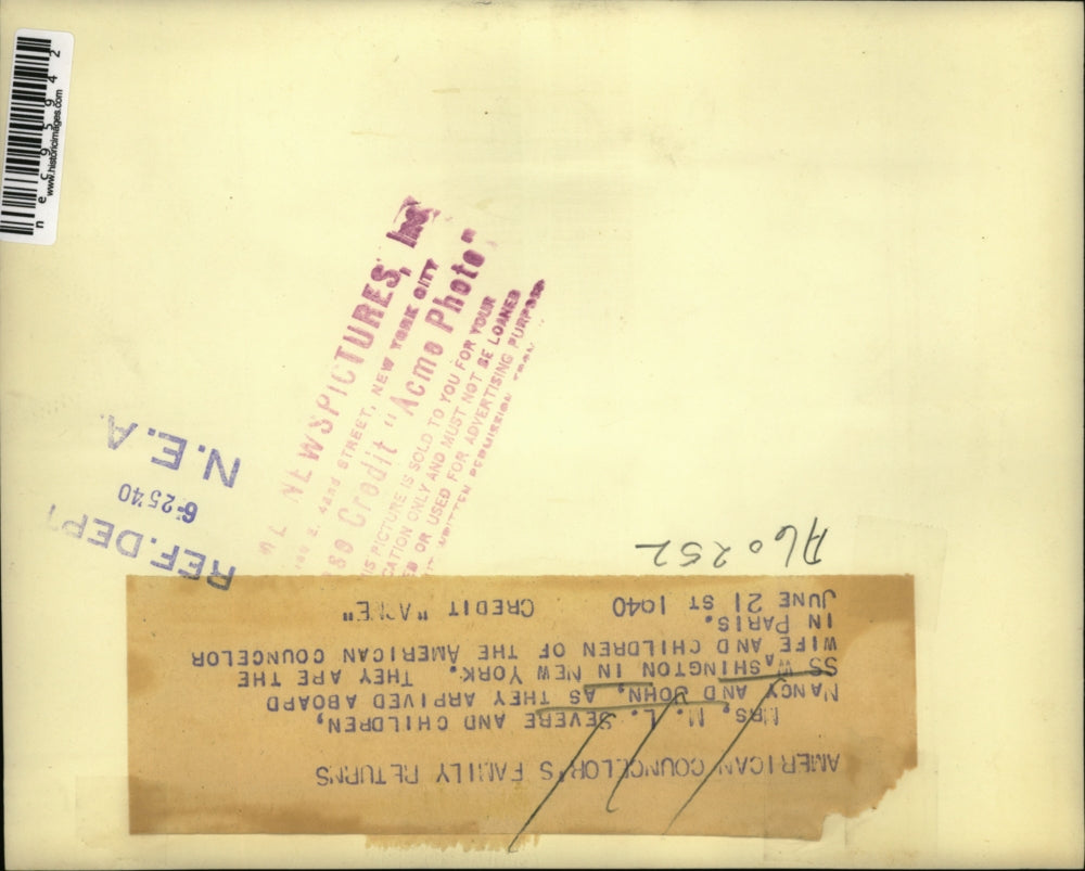 1940 Press Photo Mrs. ML Severe & children Nancy and John in New York