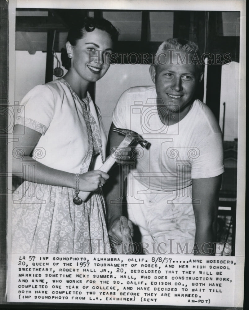 1957 Press Photo Alhambra Calif Anne Mossberg Queen of Tournament of Roses