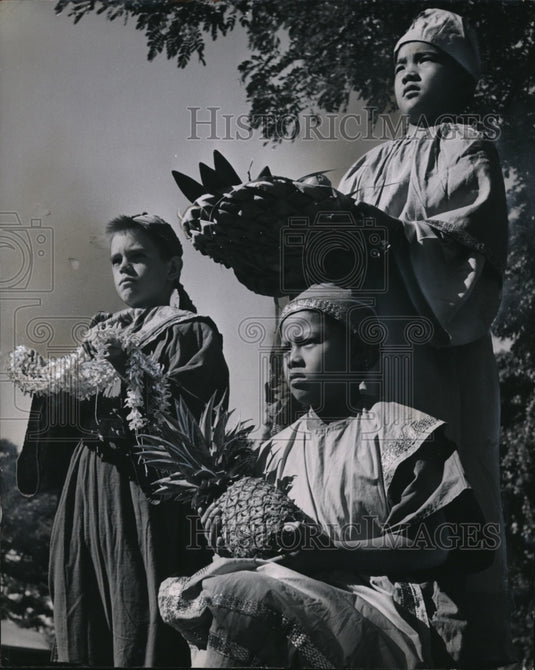 1951 Press Photo Polynesian boys of Chinese Hawaiian ancestry- Historic Images