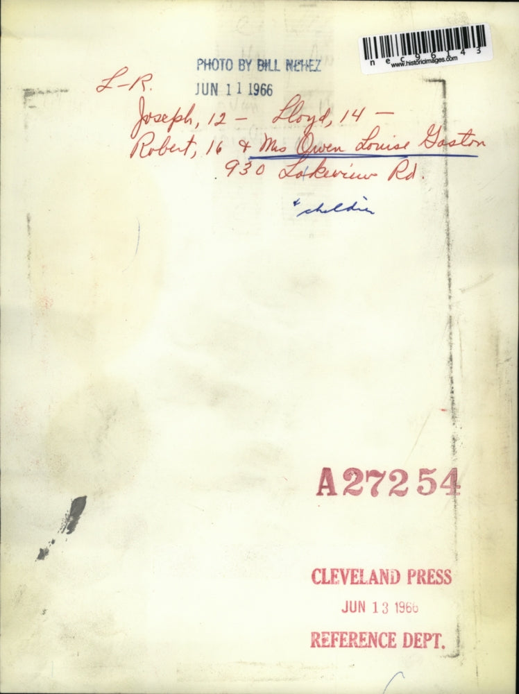 1966 Press Photo Joseph, Rbt,Lloyd & Mrs Owen L Gaston of Cleveland