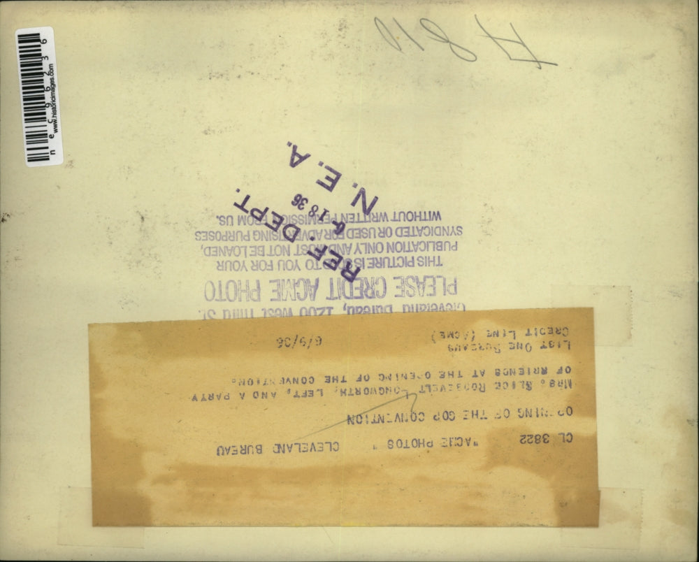 1936 Press Photo Mrs. Roosevelt Longworth at Opening of GOP Convention