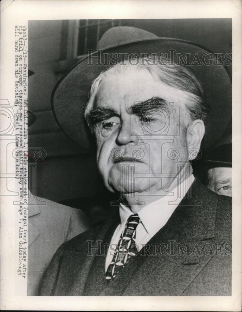 Load image into Gallery viewer, 1948 Press Photo John L. Lewis UMW Chief in Federal Court - nec96428
