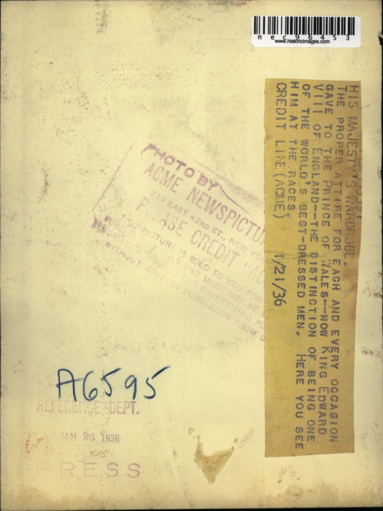 1936 Press Photo King Edward of England is named the world's best dressed man