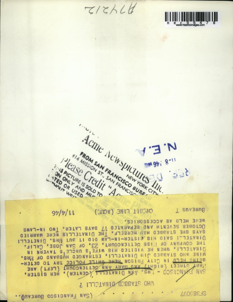 1946 Press Photo Mrs. Ann Dinatelli, sister Mary Street & Mary Ann Bettencourt