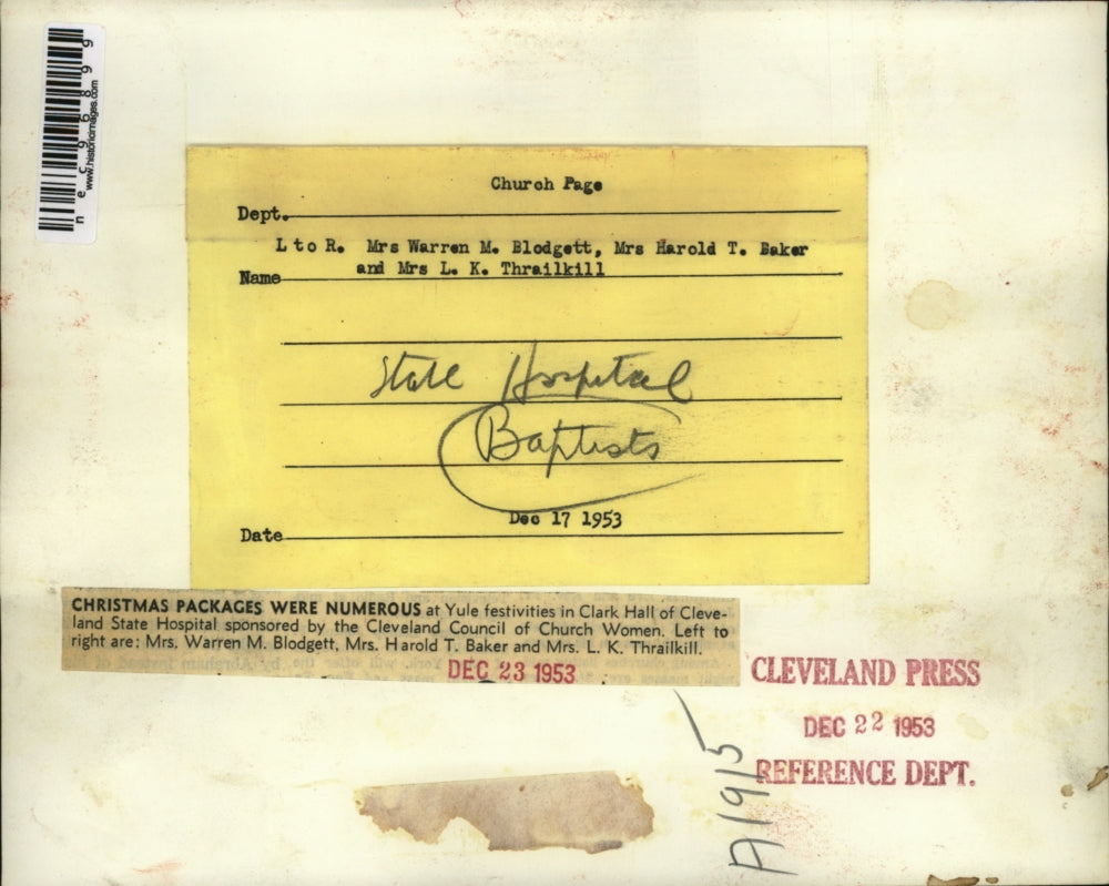 1953 Press Photo Clark Hall Cleveland State Hospital Warren Blodgett - nec96899