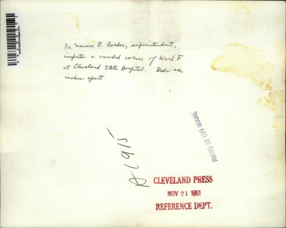 1951 Press Photo Maurice B Gordon Superintendent Cleveland Hospital - nec96901