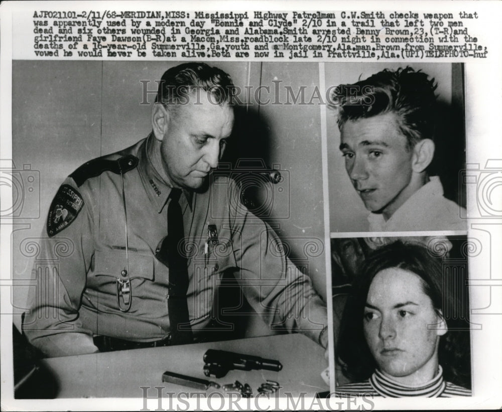 1968 Media Photo Modern day " Bonnie & Clyde", Benny Brown and Faye Dawson