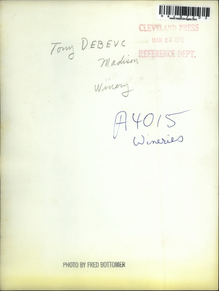 1972 Press Photo Tony Debevc at Madison Winery - nec97203