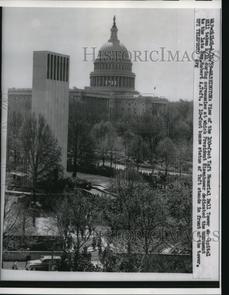 1959 Press Photo The tall Taft Memorial Ball Tower at the Capitol Hill