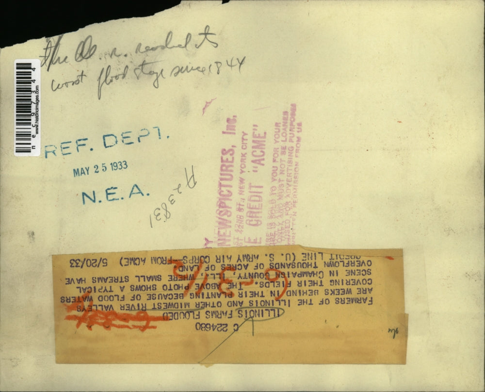 1933 Press Photo Midwest river valley flooded in Champaign County in Ill.