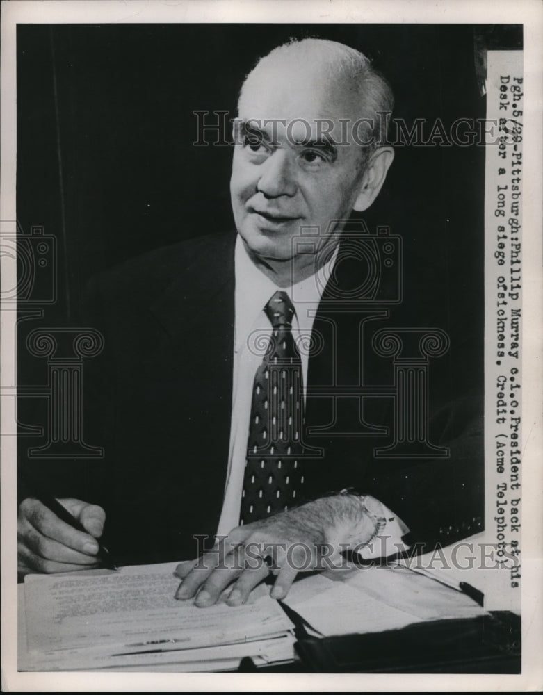 1951 Press Photo Pittsburgh Pa Phillip Murray Pres of CIO