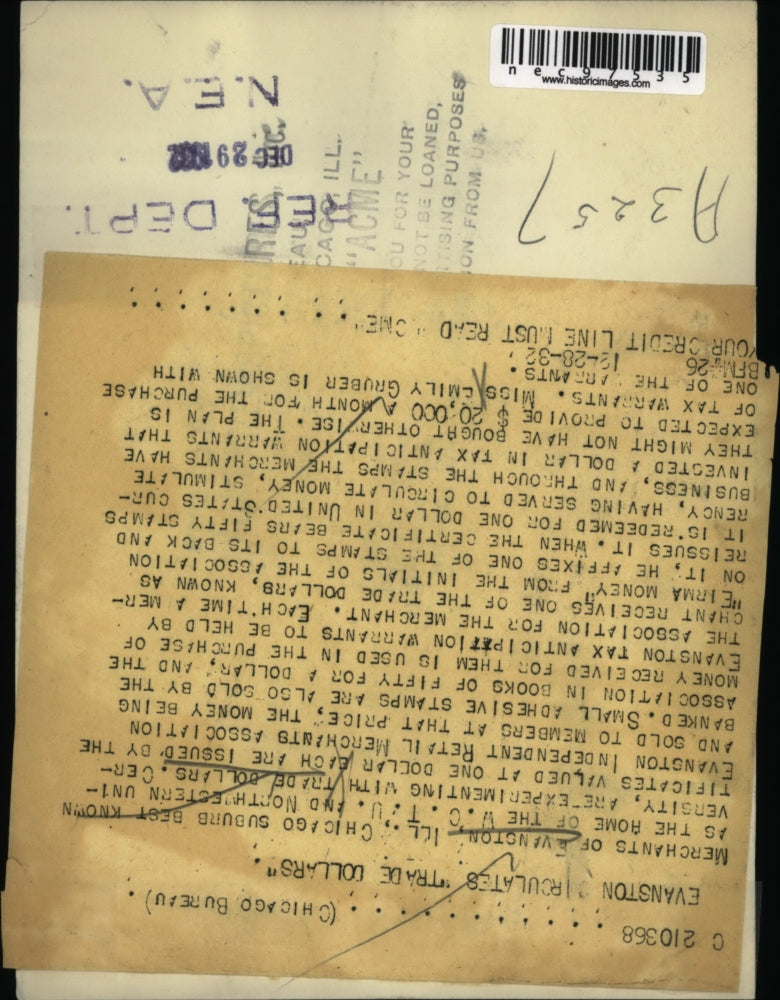 1932 Press Photo Evanston circulates trade dollars - nec97535