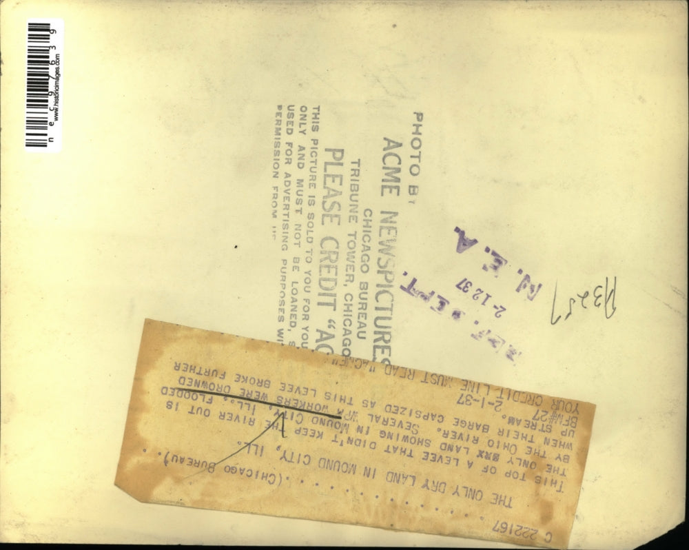 1937 Press Photo Mound City Ill. floods of the Ohio River - nec97639