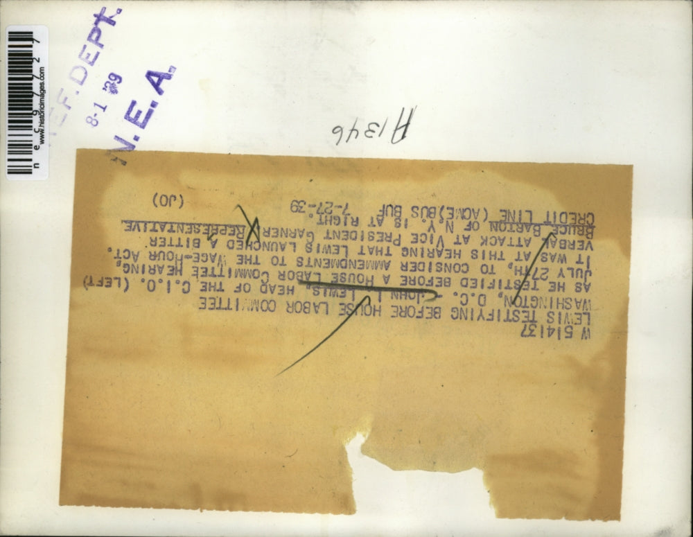 1939 Press Photo John L Lewis United Mine Workers Labor Group Leader Bruce