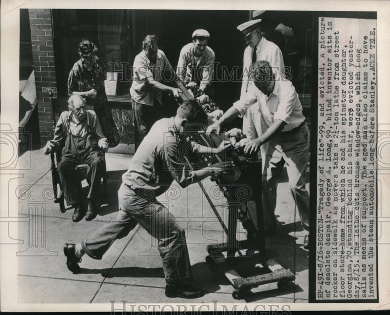 Load image into Gallery viewer, 1948 Press Photo George A Long, 99, Sits in Chair as he is Evicted
