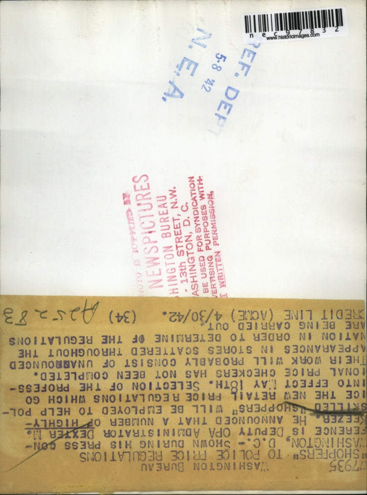 1942 Press Photo Deputy OPA Admin Dexter Keezer to police price regulations