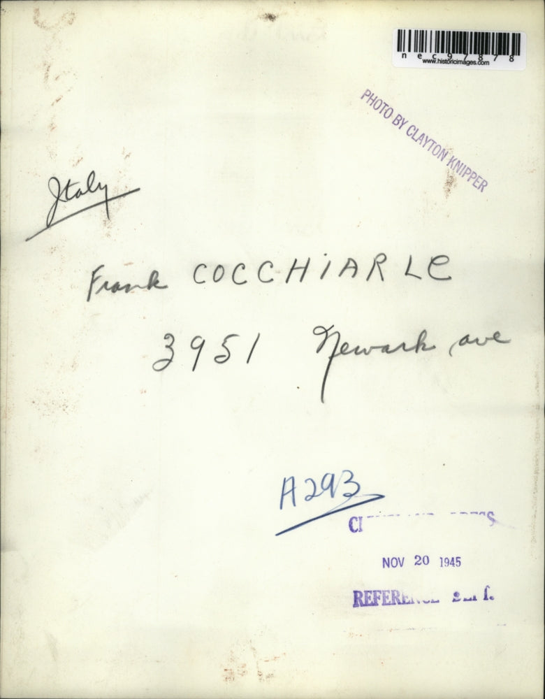 1945 Press Photo Frank Cocchiarle of Newark Ave - nec97878