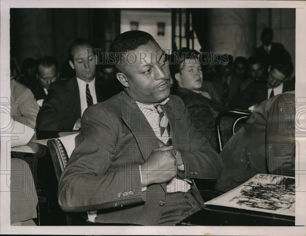 1937 Press Photo Jacob C. Woods Testifying in Regards to Fatal Shootings