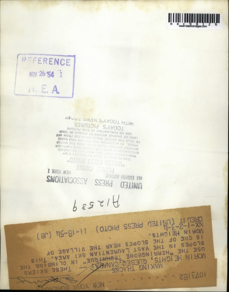 1954 Press Photo Morin Heights Canada skies use herringbone technique