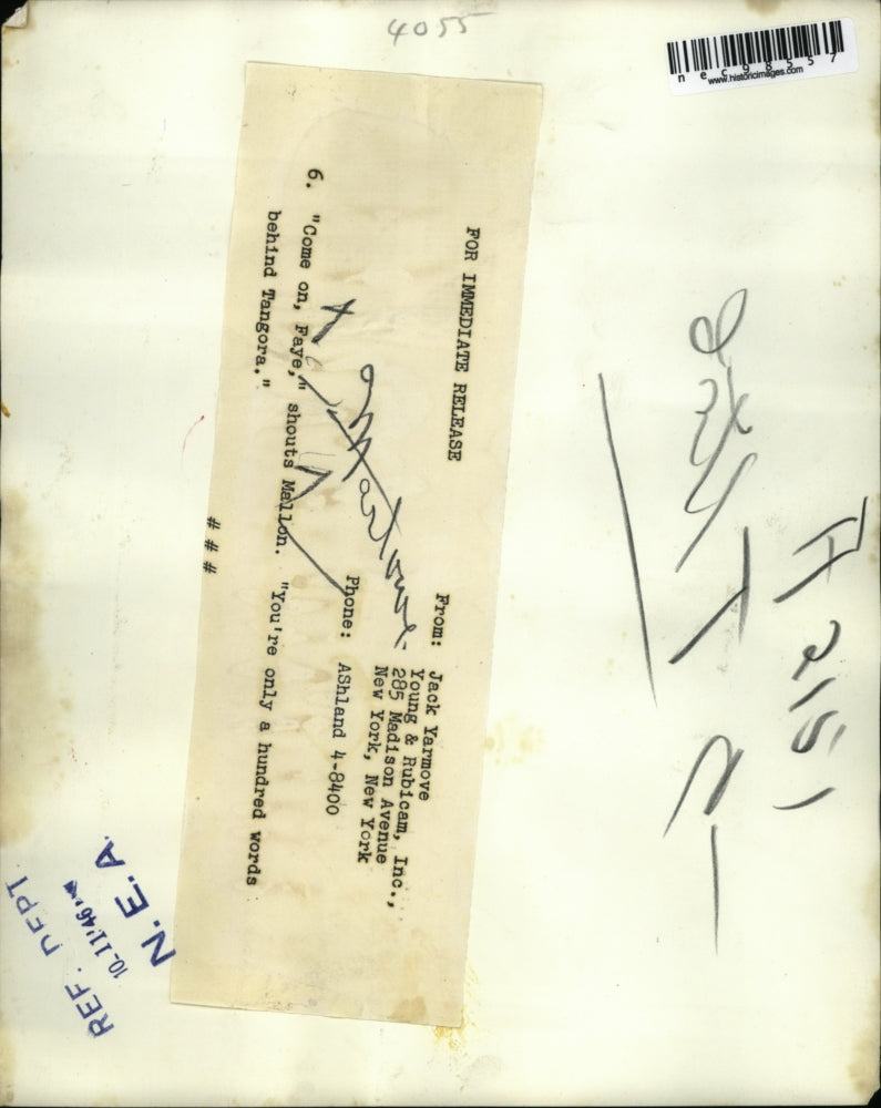 1946 Press Photo Jack Yarmove In Come On Fay Shouts Mallon