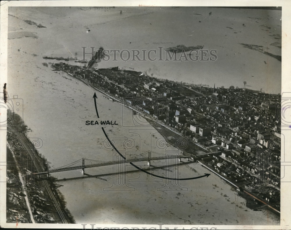 1936 Press Photo Portsmouth sea wall for defense to any tragedy