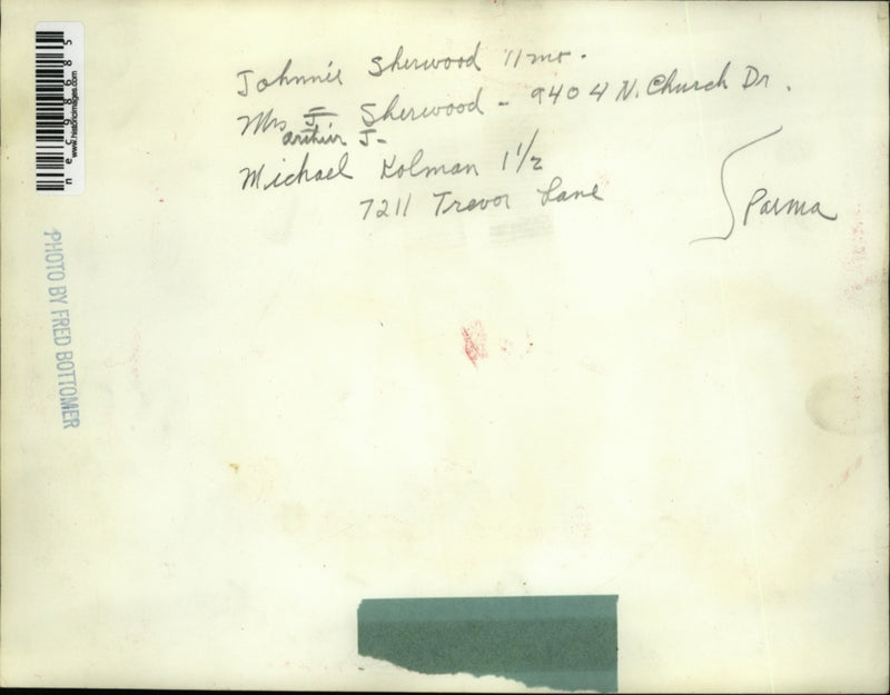 Load image into Gallery viewer, Press Photo Johnnie Sherwood, Mrs Arthur J Sherwood and Michael Kolman
