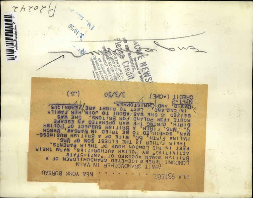 1950 Press Photo London England 3 grandchildren of Halina Firth